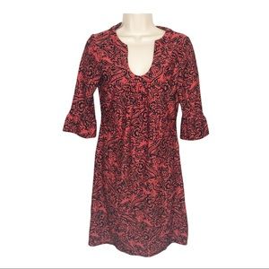 Jude Connally Megan Dress‎ Red black abstract paisley print sz S
